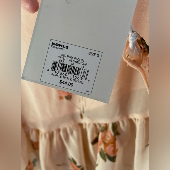 NWT Lauren Conrad rose peach floral flowy flutter sleeve spring cottagecore - Picture 5 of 7